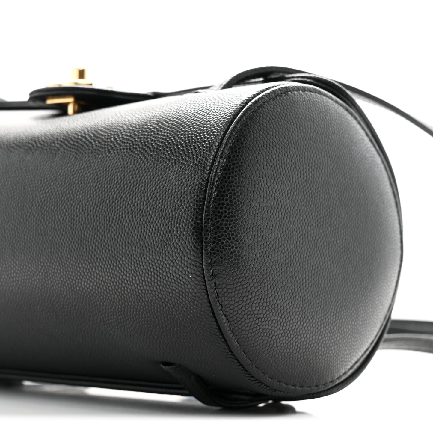 Shiny Caviar Preppy Coco Small Bowling Bag Black