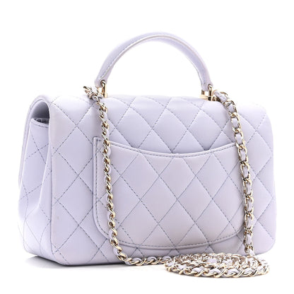 Chanel Lambskin Quilted Mini Top Handle Rectangular Flap Light Purple 3 of 11