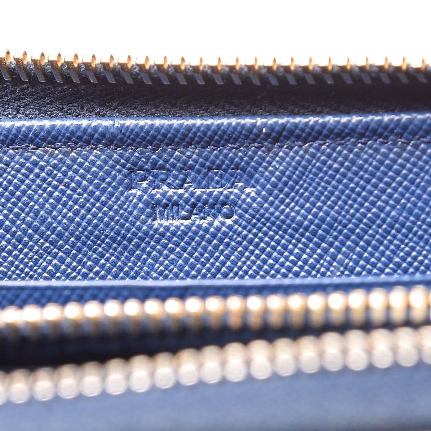 Prada Saffiano Metal Zip Around Wallet Bleuette 6 of 18