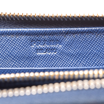 Prada Saffiano Metal Zip Around Wallet Bleuette 6 of 18