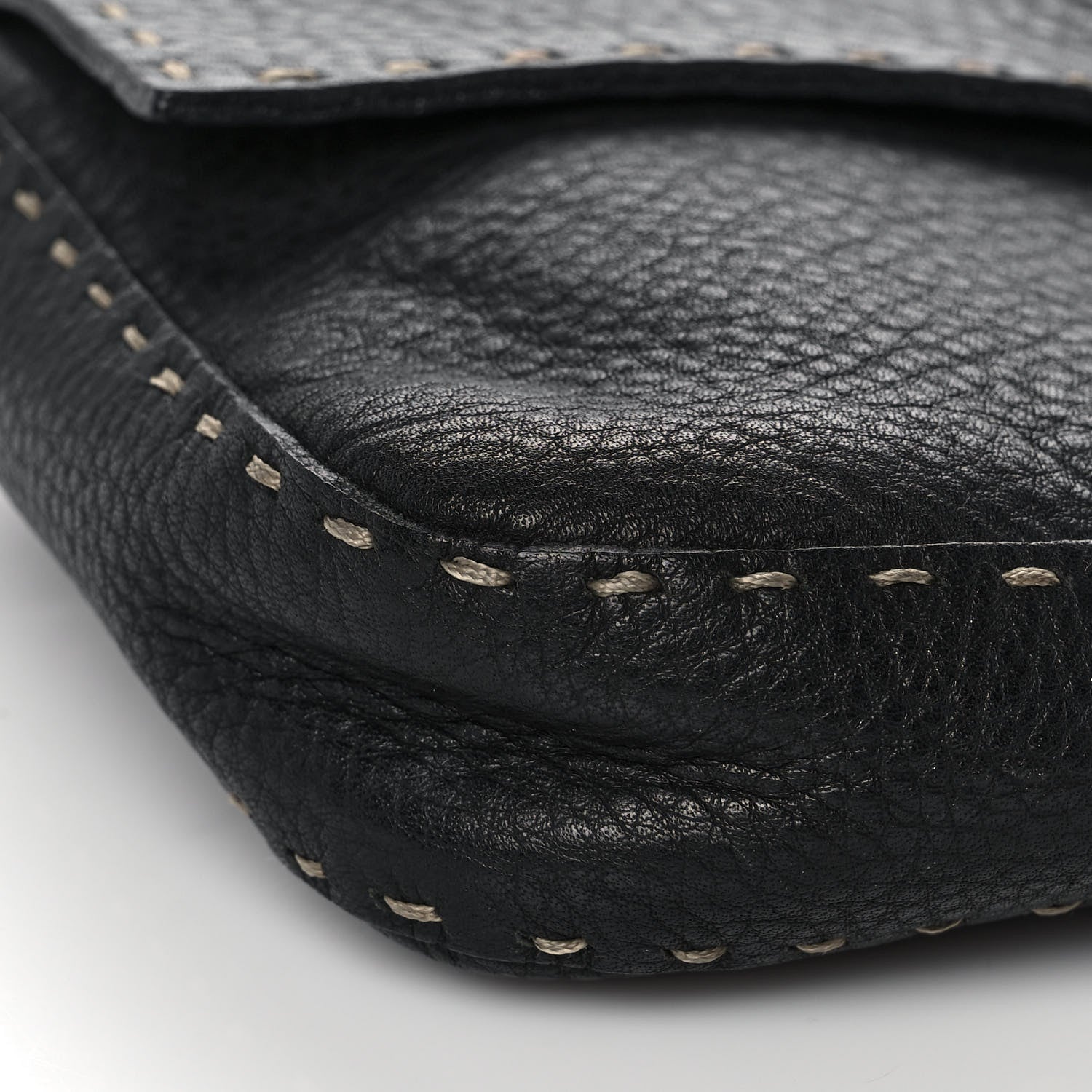 Fendi Calfskin Romano Selleria Baguette Black 7 of 11