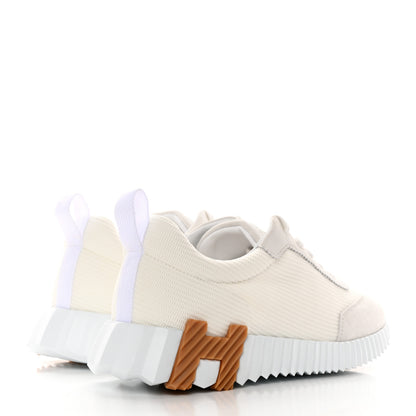Hermes Technical Canvas Suede Goatskin Bouncing Sneakers 38 White 4 of 11
