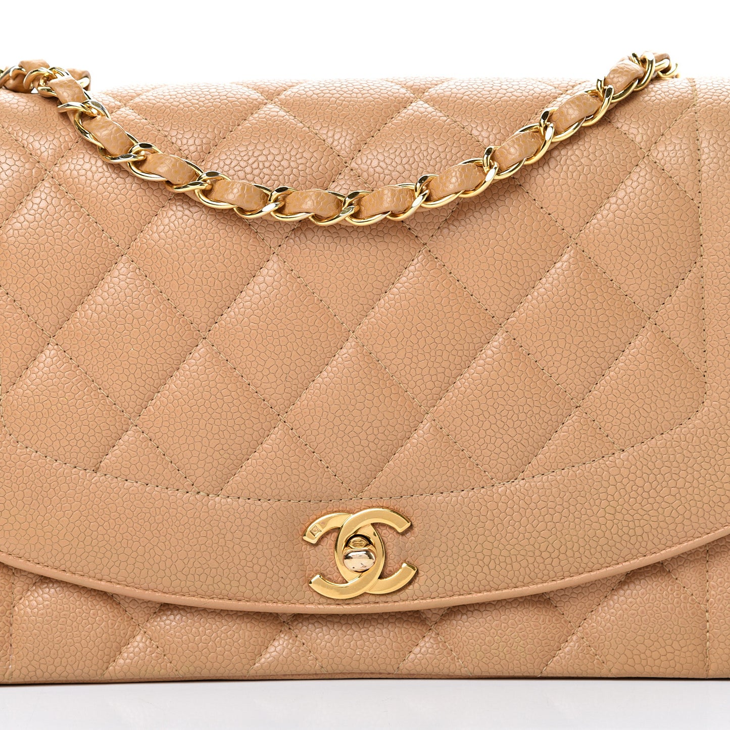 Caviar Quilted Medium Single Flap Beige
