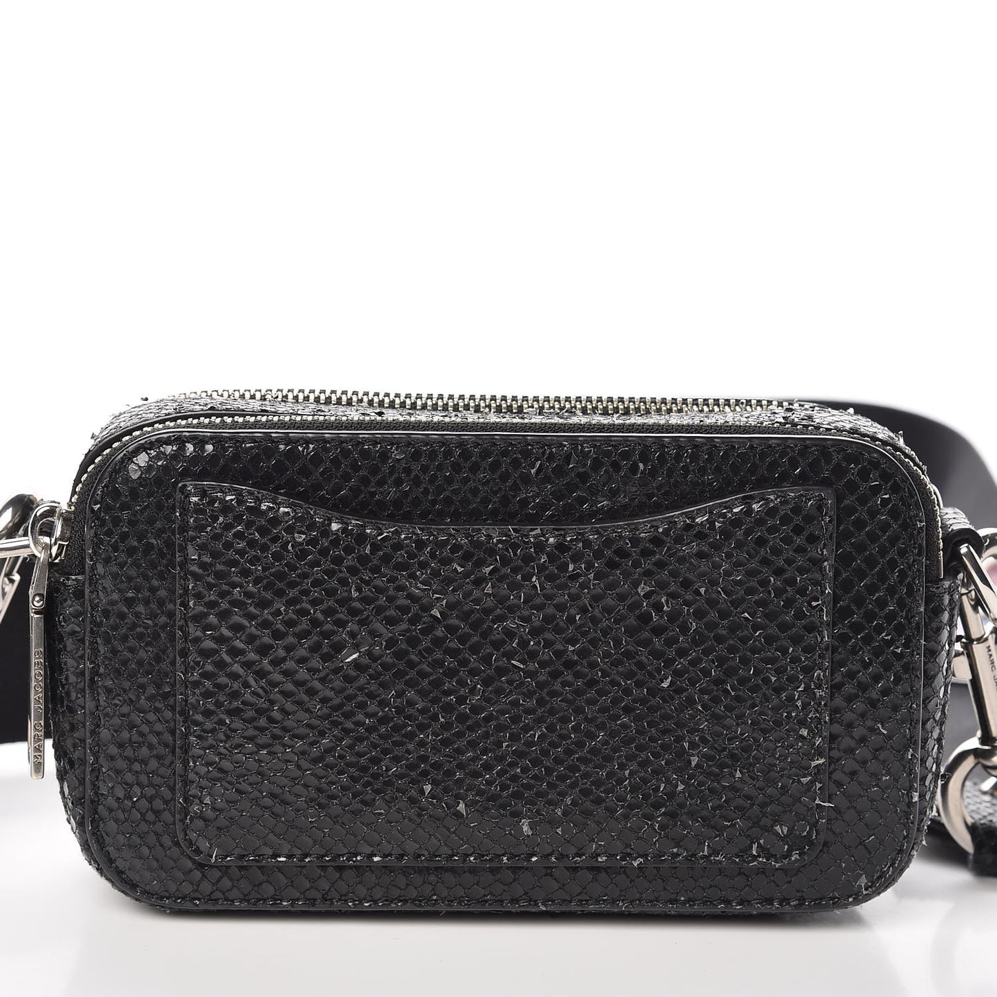Metallic Sheepskin Python Embossed Snapshot Camera Bag Black
