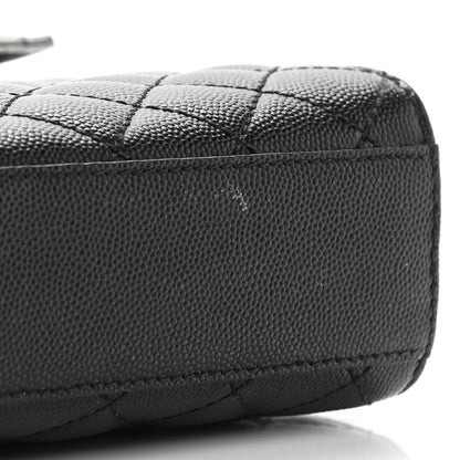 Saint Laurent Grain De Poudre Textured Mixed Matelasse Triquilt Medium Monogram Satchel Black 15 of 16