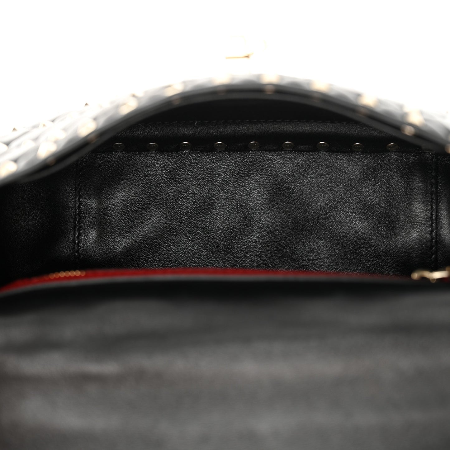Lambskin Medium Rockstud Spike Shoulder Bag Black
