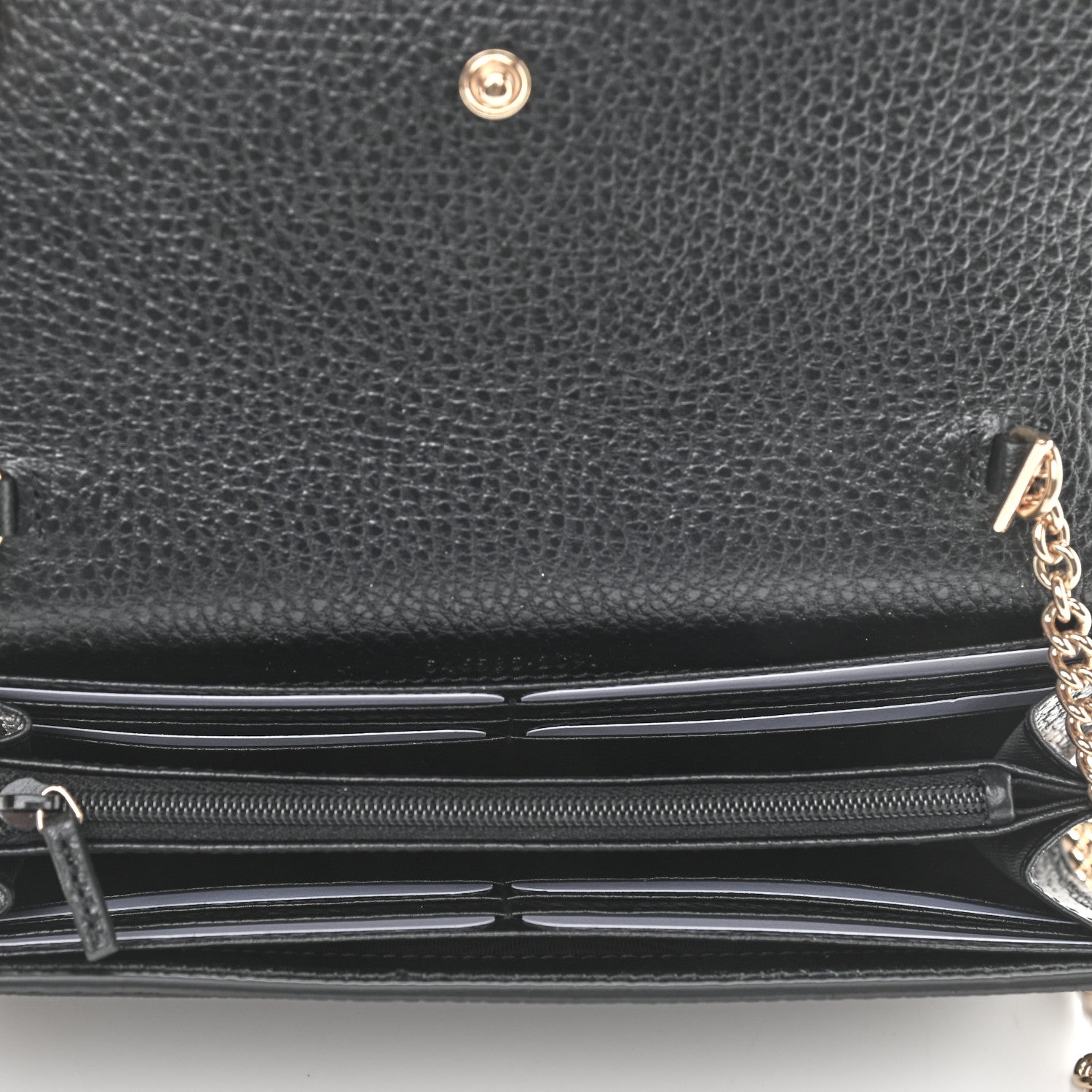 Gucci Dollar Calfskin GG Supreme Monogram Petite GG Marmont Wallet Chain Bag Black Beige Ebony 5 of 9