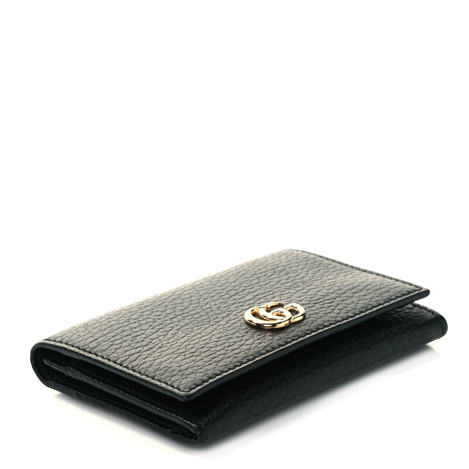 Gucci Pebbled Calfskin GG Marmont Card Case Black 4 of 9