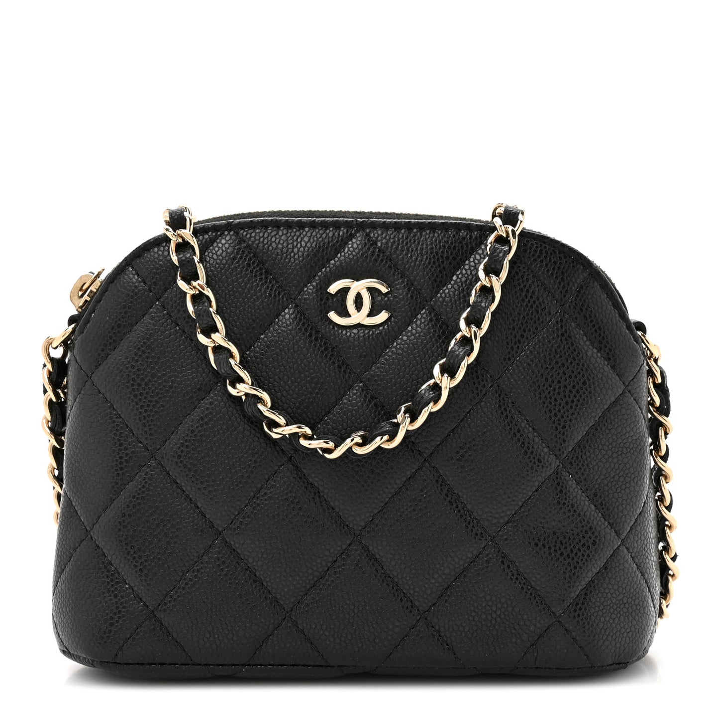 Caviar Quilted Classic Clutch with Chain Black