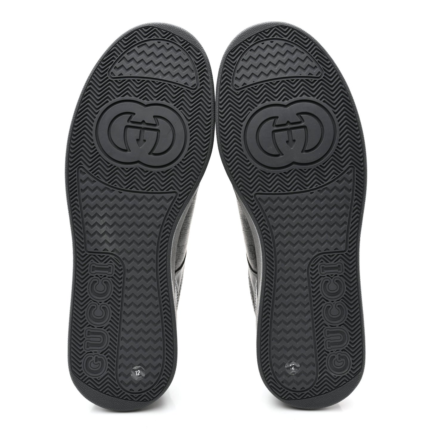 Textured Dollar Calfskin GG Supreme Monogram Mens Chunky Sneakers 12 Graphite Grey Black Grey