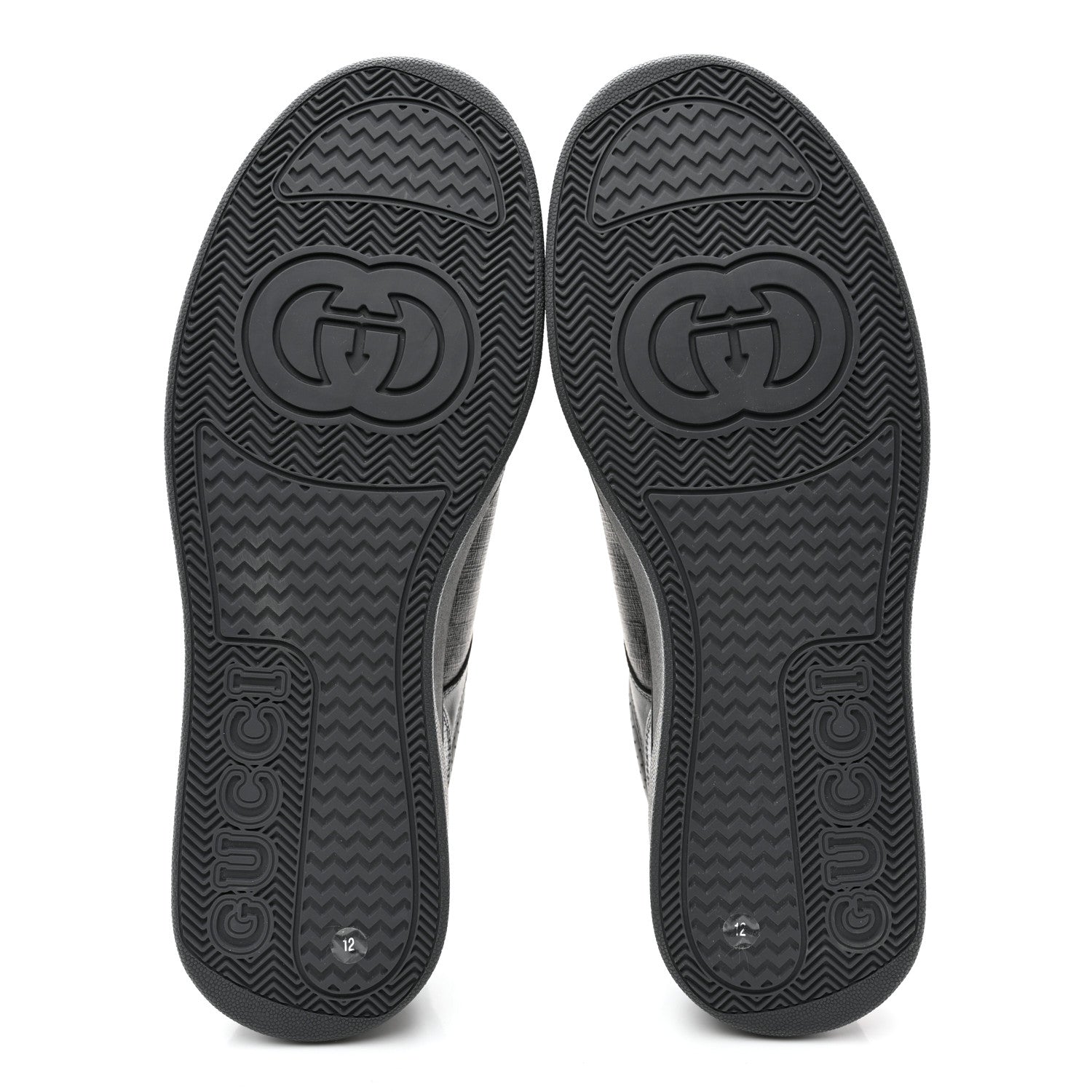 Gucci Textured Dollar Calfskin GG Supreme Monogram Mens Chunky Sneakers 12 Graphite Grey Black Grey 5 of 9