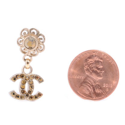 Chanel Flower Crystal CC Dangle Earrings Silver 2 of 6