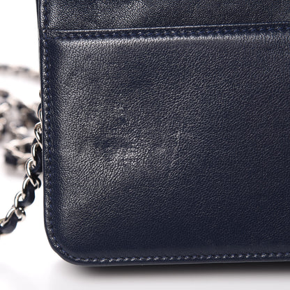 Chanel Sheepskin Quilted Mademoiselle Vintage Wallet On Chain WOC Blue 18 of 19