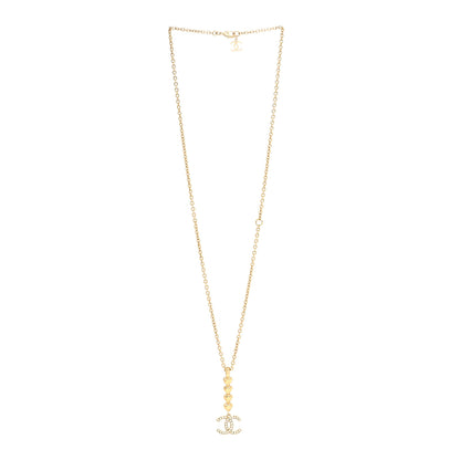 Chanel Crystal CC Heart Link Drop Necklace Gold 3 of 5