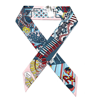Hermes Silk De l'Ombrelle Aux Duels Twilly Bleu Moyen Rose Pale 1 of 3