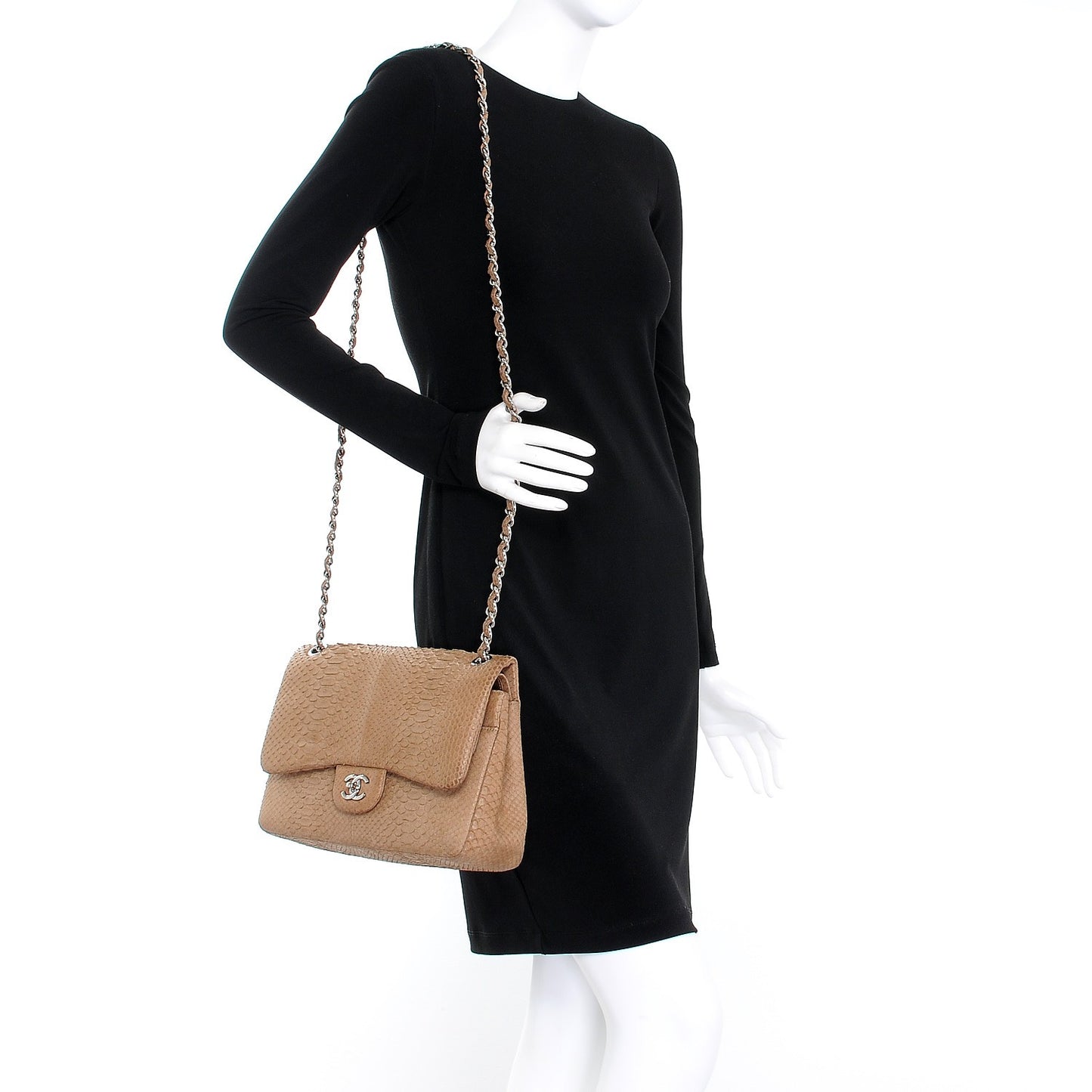 Python Jumbo Double Flap Beige