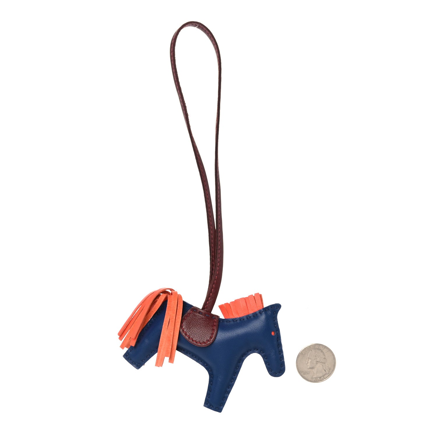 Hermes Milo Lambskin Grigri Rodeo Horse Bag Charm PM Bleu de Malte Rouge H Peony 2 of 5