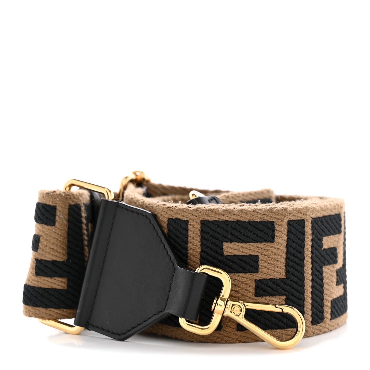 Ribbon Vitello Seta FF 1974 Adjustable Strap You Fango Marrone Black