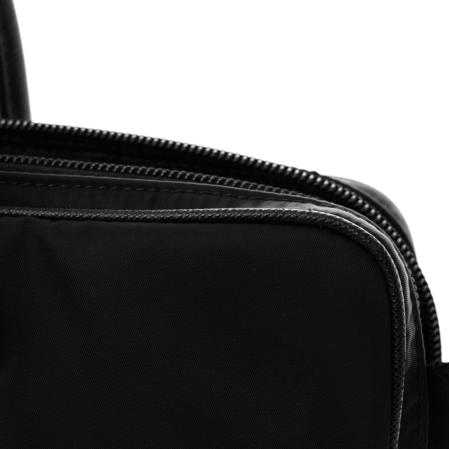 Tessuto Nylon Saffiano Metal Triangle Logo Work Bag Black