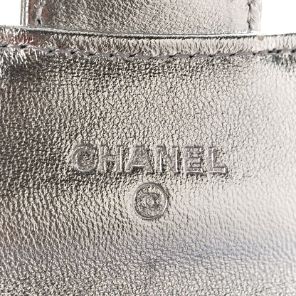 Chanel Gradient Metallic Calfskin Quilted Flap Card Holder Wallet Silver Blue Yellow Purple 6 of 10