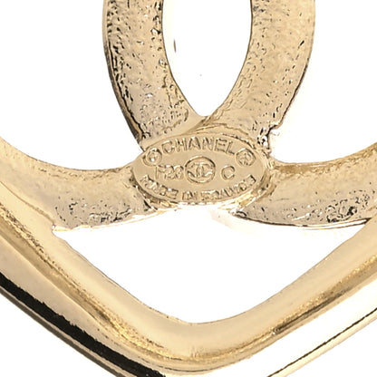 Chanel Metal Crystal CC Logo Open Heart Earrings Gold 4 of 4
