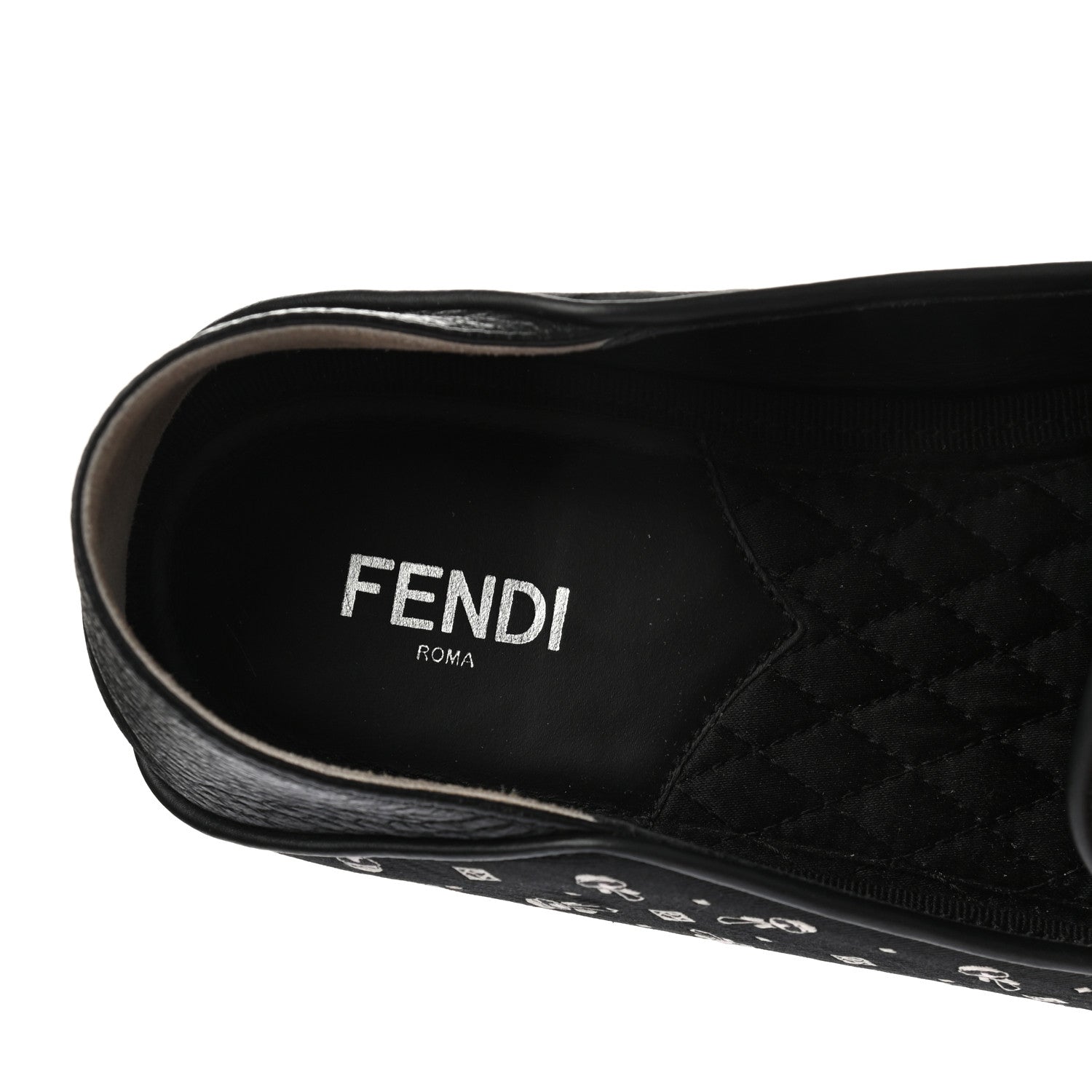 Fendi Canvas Calfskin Karlito Slip On Moccasin Loafers 7 Black 6 of 9