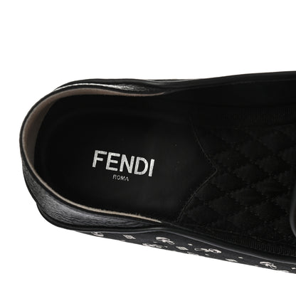 Fendi Canvas Calfskin Karlito Slip On Moccasin Loafers 7 Black 6 of 9