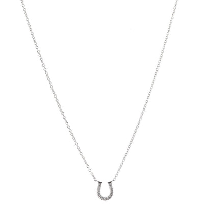 Tiffany 18K White Gold Diamond Mini Metro Horseshoe Pendant Necklace 1 of 6