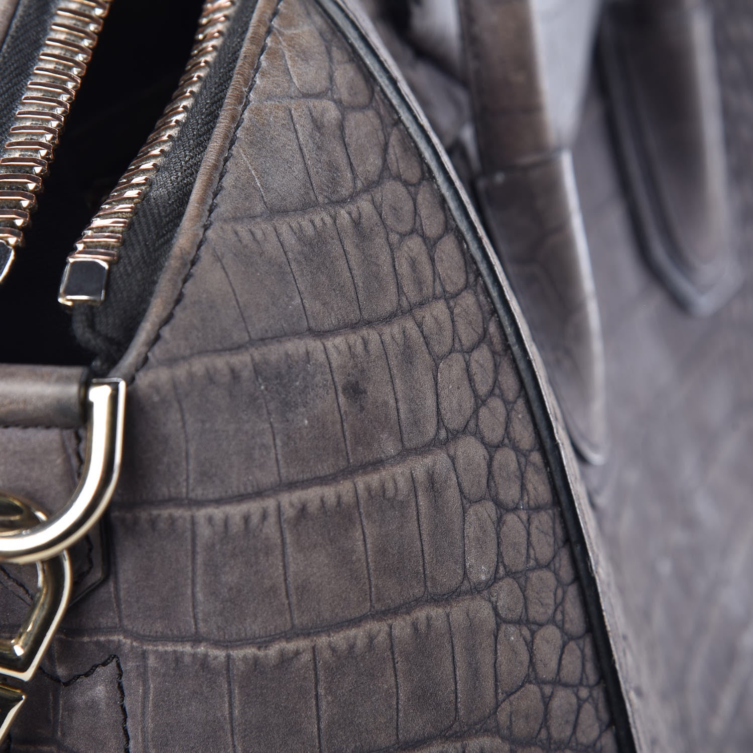 Givenchy Nubuck Crocodile Embossed Medium Antigona Washed Black 18 of 35