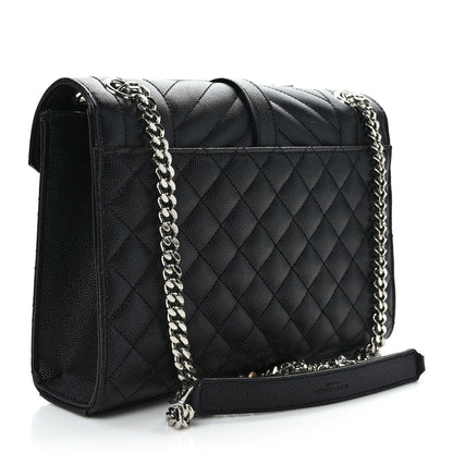 Saint Laurent Grain De Poudre Textured Mixed Matelasse Triquilt Medium Monogram Satchel Black 3 of 10