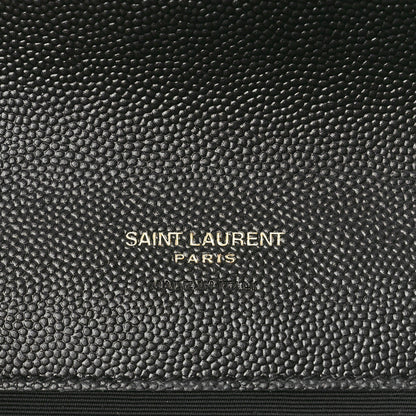Saint Laurent Grain De Poudre Matelasse Chevron Monogram Envelope Clutch Black 7 of 8