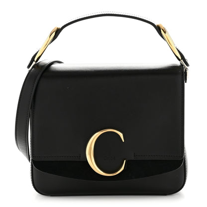 Chloe Shiny Calfskin Suede Small C Double Carry Black 1 of 13