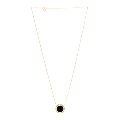 Tiffany 18K Yellow Gold Diamond Black Onyx 16mm T Circle Pendant Necklace 3 of 6