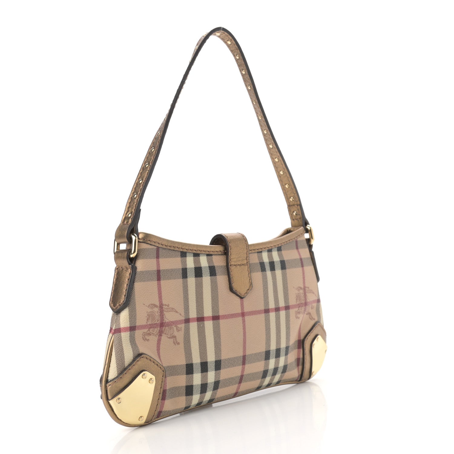 Burberry Haymarket Check Small Harvington Shoulder Bag Gold 3 of 12