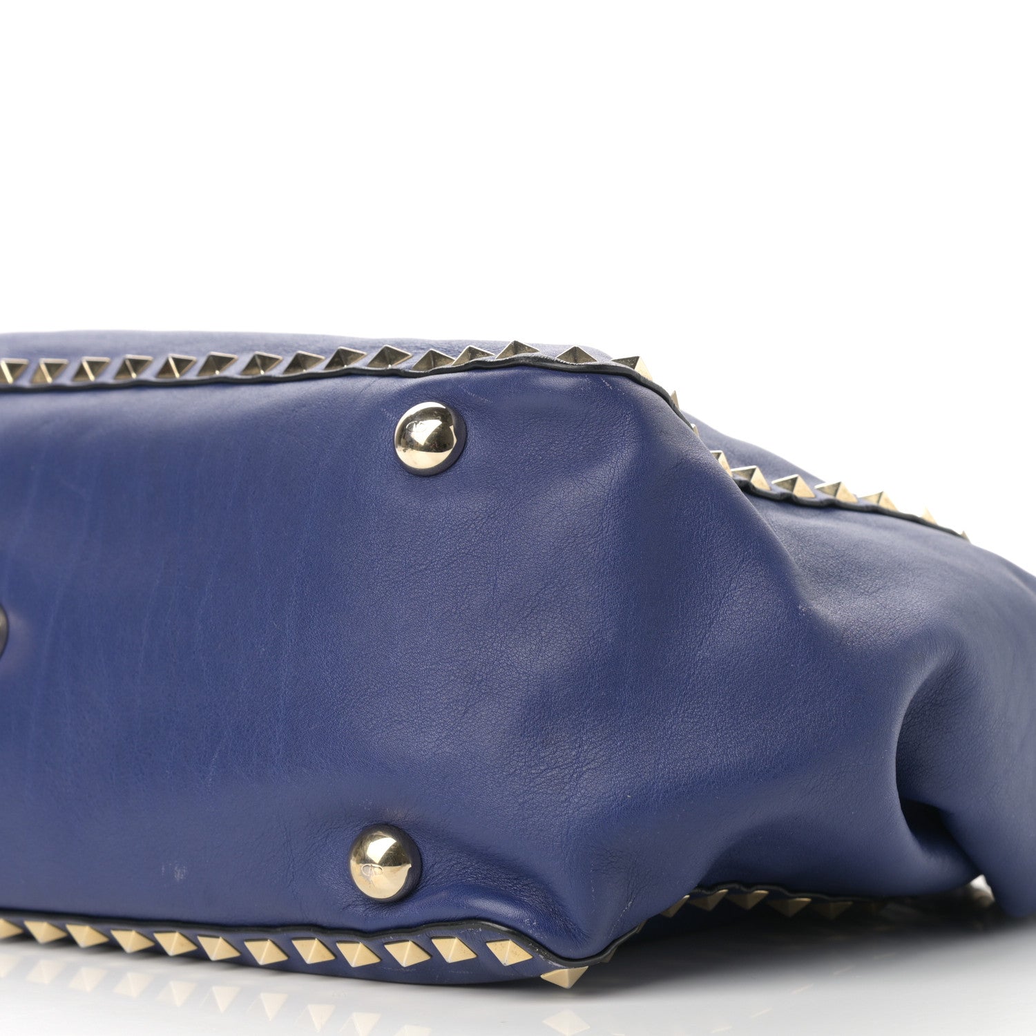 Valentino Garavani Vitello Medium Rockstud Tote Blue China 9 of 12