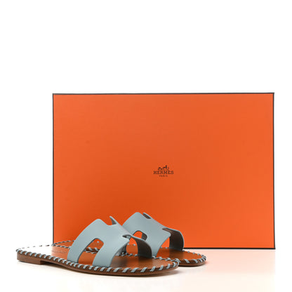 Hermes Calfskin Braided Oran Sandals 35.5 Vert D'Eau 9 of 9