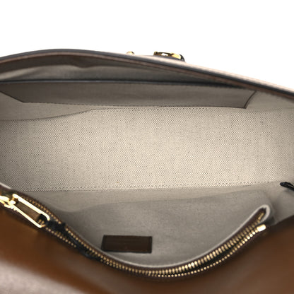 Gucci GG Supreme Monogram Azalea Calfskin Web Medium Horsebit 1955 Shoulder Bag Beige Ebony Brown Sugar 5 of 10