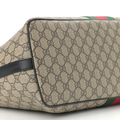 Gucci GG Supreme Monogram Web Medium Zippered Tote Beige Black 8 of 10