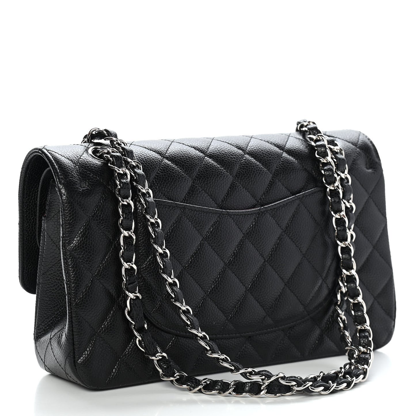 Caviar Quilted Medium Double Flap Black
