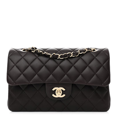 Chanel Lambskin Quilted Small Double Flap Dark Brown 1 of 10