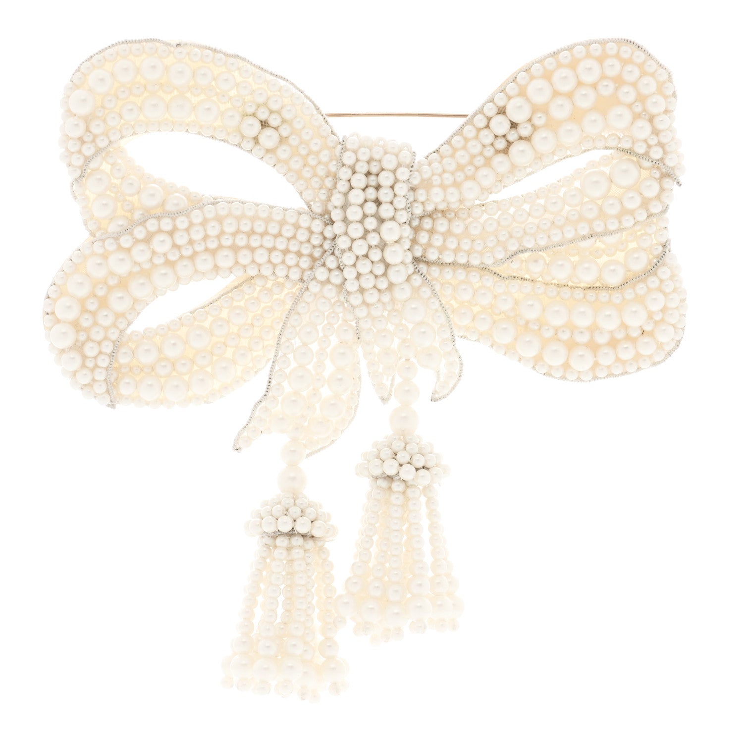 Gucci Pearl Bow Brooch White 1 of 4