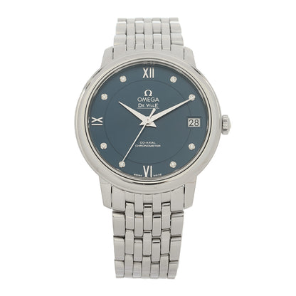Omega Stainless Steel Diamond 32.7mm De Ville Co-Axil Chronometer Automatic Watch Blue 424.10.33.20.53.001 1 of 5