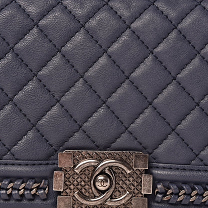Chanel Calfskin Quilted Medium Top Handle Boy Flap Blue 8 of 11