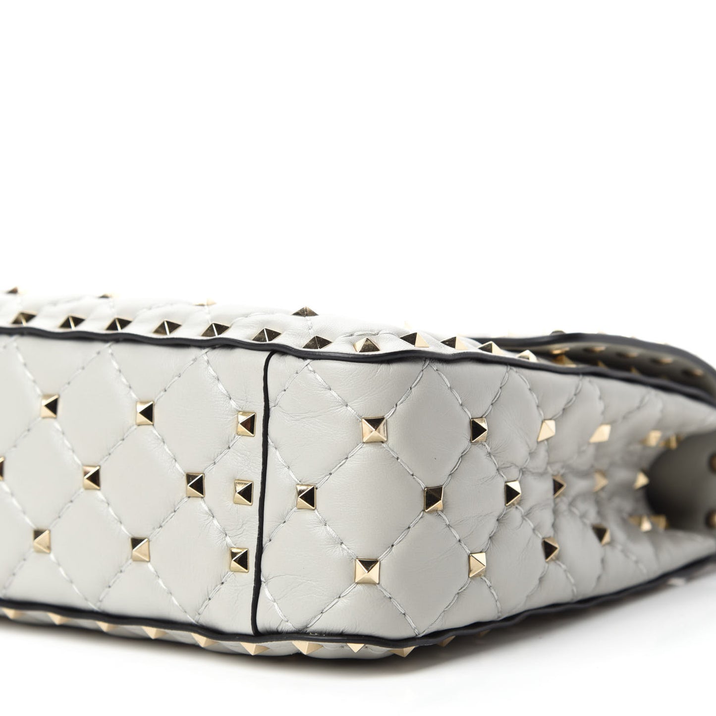 Nappa Medium Rockstud Spike Shoulder Bag Opal Grey