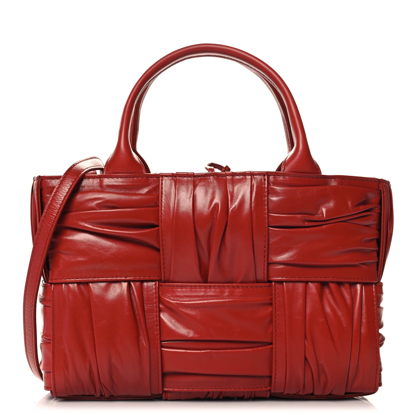 Foulard Intrecciato Pleated Mini Arco Tote Red