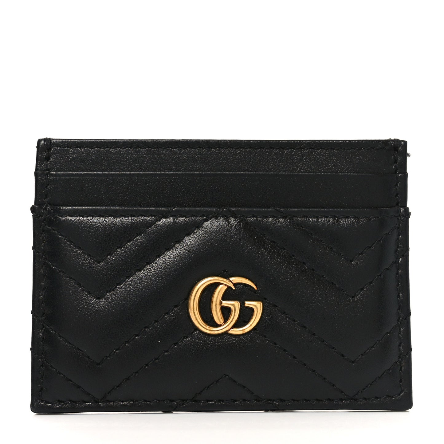 Calfskin Matelasse GG Marmont Card Holder Black