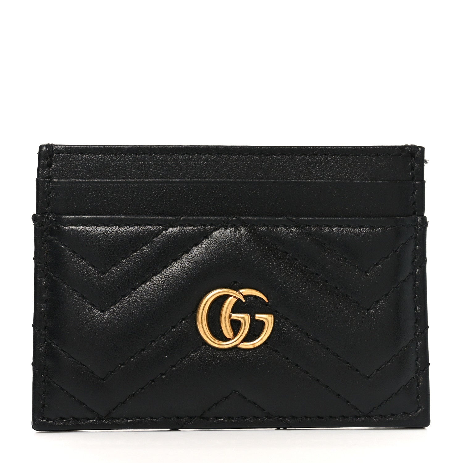Gucci Calfskin Matelasse GG Marmont Card Holder Black 1 of 7