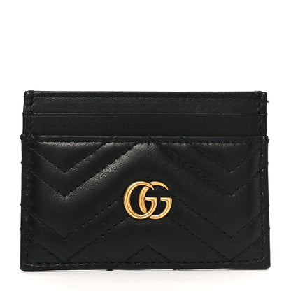 Gucci Calfskin Matelasse GG Marmont Card Holder Black 1 of 7