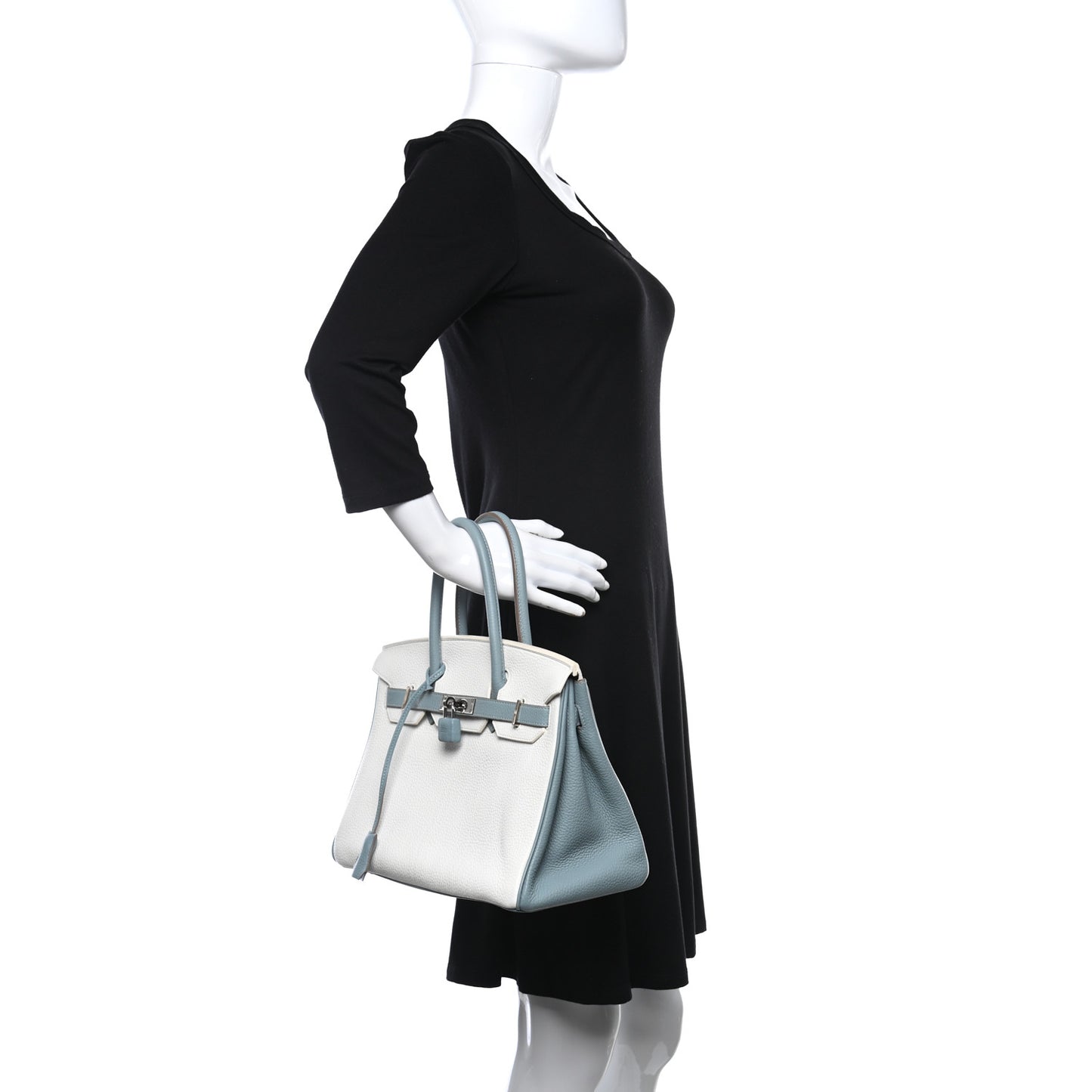 Togo Bi-Color Horseshoe Birkin 30 White Ciel