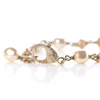Chanel Pearl Crystal CC Flower Bracelet Gold 3 of 5